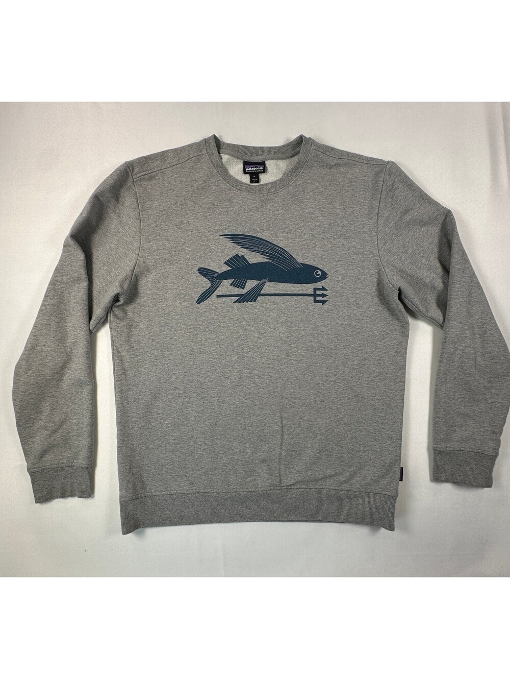 Patagonia Flying Fish Midweight Crew Sweatshirt Men's Medium Grey Graphic Fleece